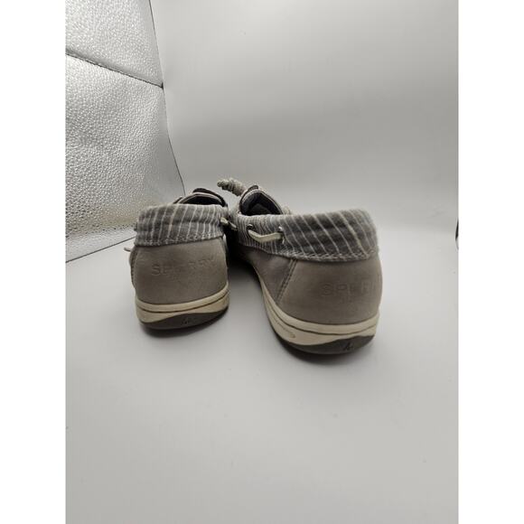 SPERRY Top Sider Leather Canvas Slip on Boat Shoe Lace Up Women 9 *GRAY* - Picture 4 of 6